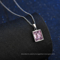 Simple Fashion Diamond Large Zircon Stainless Steel Square Pendant Necklace for Women